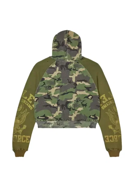 Hanorac cu glugă Vale cu imagine cu model camuflaj verde