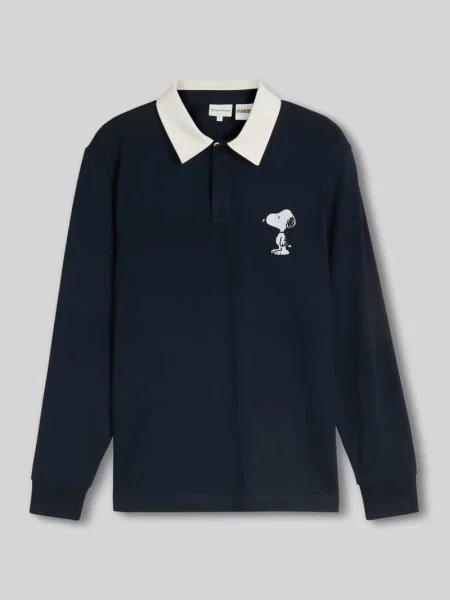 Koszulka polo z czystej bawełny z nadrukiem peanuts® Tom Tailor granatowa