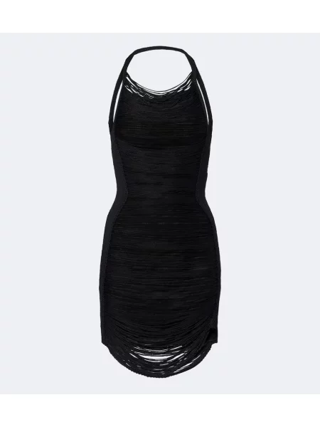 Rochie The Attico cu franjuri cu gât halter negru