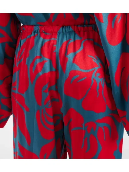 Kvetinové palazzo nohavice Dries Van Noten červená