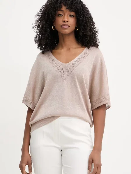 Morgan sweter z krótkim rękawem z MCHRIS beżowy