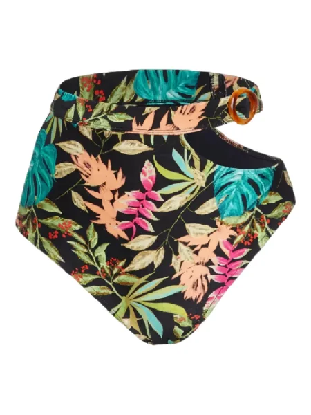 Bikini Patbo z wysoką talią w tropikalny nadruk czarny