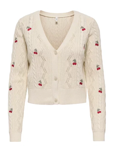 ONLY Geacă tricotată ONLBirtie ecru / verde / roz pudră / roșu bej