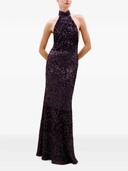 Rochie maxi Silvia Tcherassi cu paiete cu gât halter violet