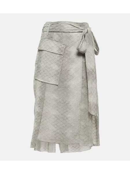 Fustă Victoria Beckham cu imagine cu model piele de șarpe gri