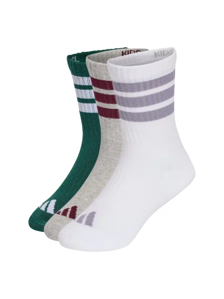 ADIDAS PERFORMANCE Αθλητικές κάλτσες Kids Cushioned Crew 3 Pair Pack ανοικτό γκρι / σμαραγδί / μπορντό λευκό