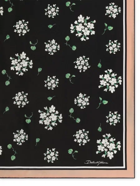 Fular Dolce & Gabbana cu model floral negru