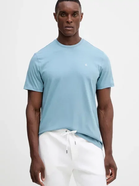 Тениска Calvin Klein Jeans с изчистен дизайн синьо