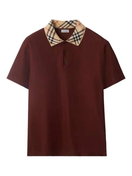 Gulerat tricou polo Burberry în carouri roșu