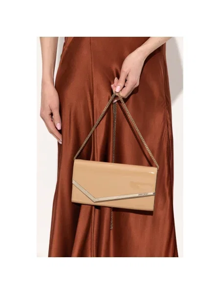 Kopertówka Jimmy Choo skórzana beżowa