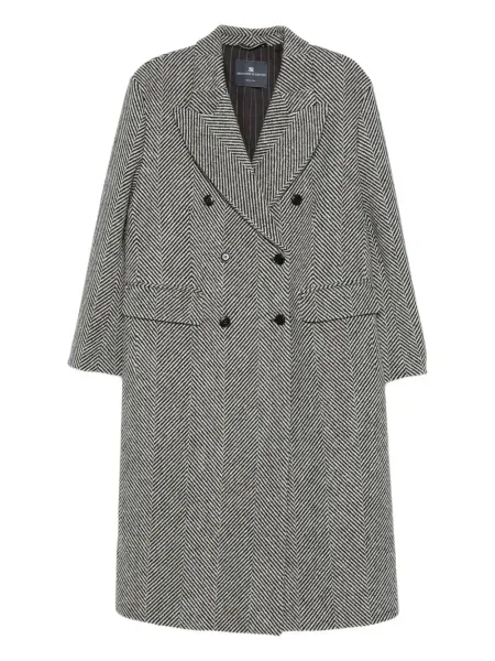 Palton Ermanno Scervino cu model herringbone negru