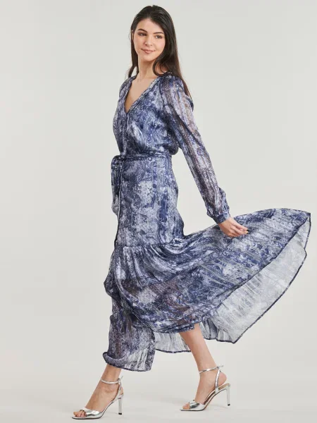 Rochie maxi Guess lungă albastru