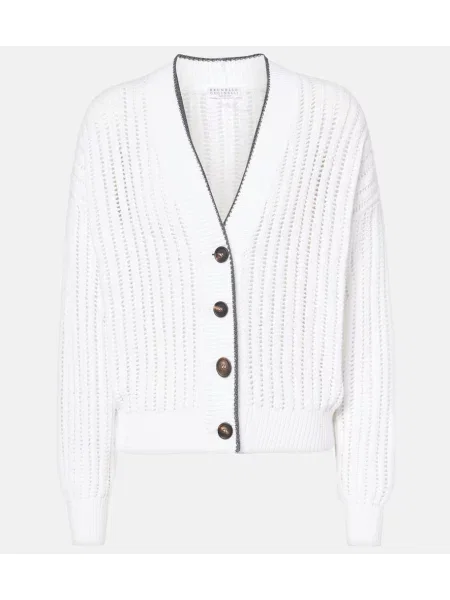 Cardigan Brunello Cucinelli tricotate alb