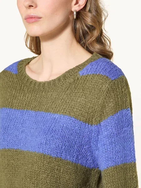 Oui Svetr Esmy S Rukávem olivová modrá