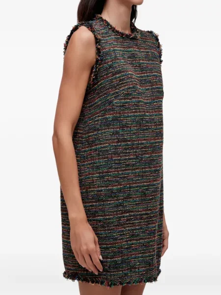 Sukienka mini Osklen z frędzli tweedowa garniturowa czarna