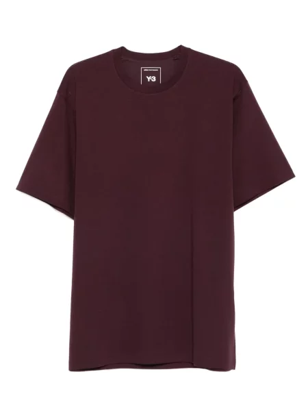 Tricou Y-3 cu decolteu rotund scurt roșu
