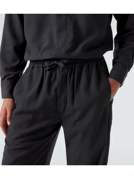 Pantaloni Saman Amel de mătase negru