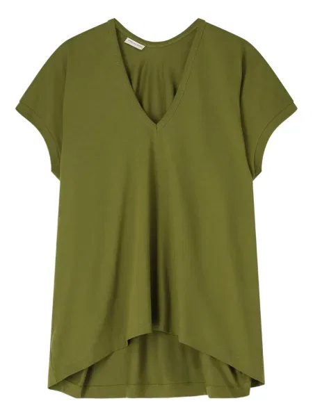 Koszulka Dries Van Noten z dekoltem w serek zielona