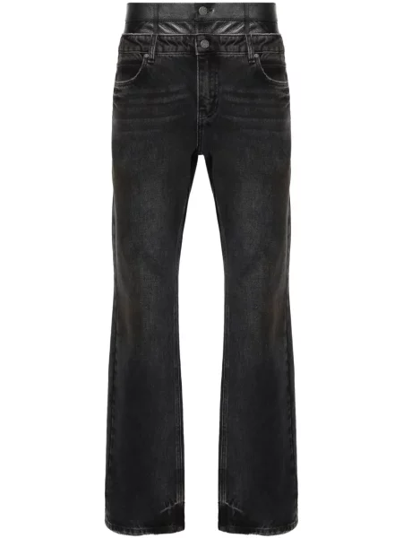 Blugi drepți Guess cu talie înaltă gri