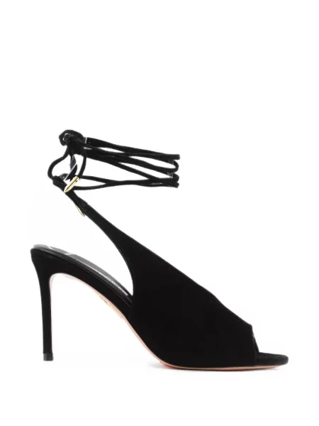 Sandale Aquazzura cu șireturi din piele de căprioară negru