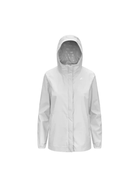 Kurtka puchowa K-way w grochy ze stretchu biała