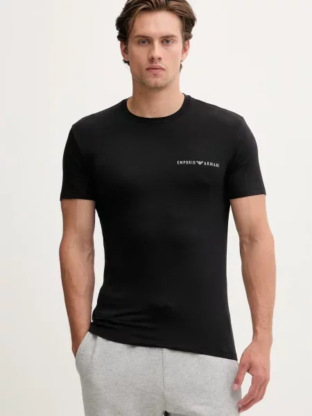 Emporio Armani Underwear tricou basic pentru bărbați cu vâscoză pachet de 2 negru
