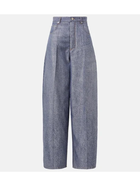 Pantaloni Bottega Veneta de lână albastru