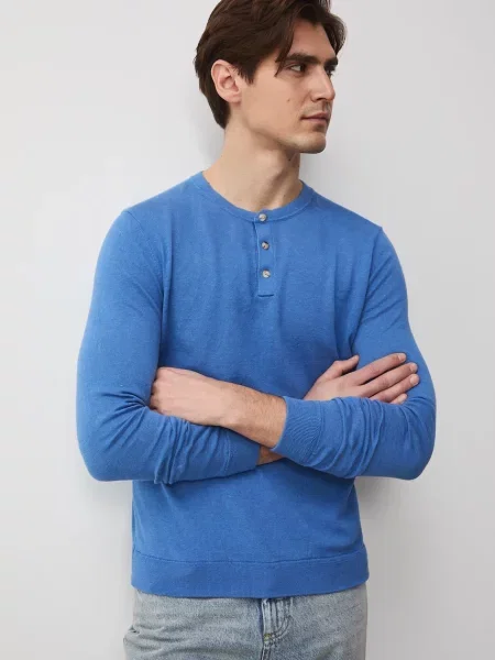 Medicine sweter z lnem niebieski