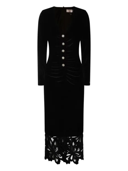 Rochie midi Nissa din dantelă până la genunchi de costum negru