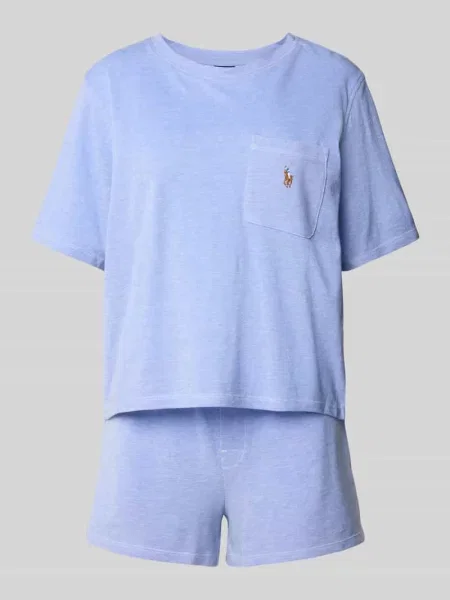Piżama z wyhaftowanym logo model ‘OXFORD’ Polo Ralph Lauren niebieska