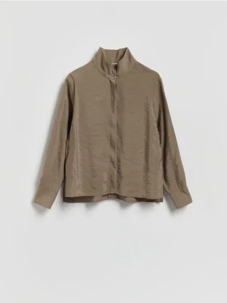 Reserved Cămașă din amestec de modal gri-neutru gri