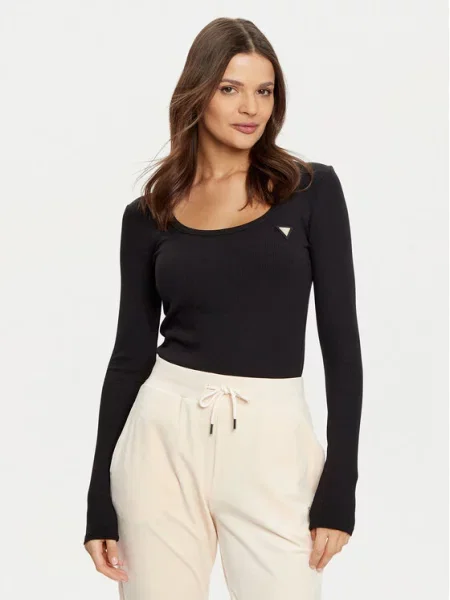 Guess longsleeve z bawełną czarna