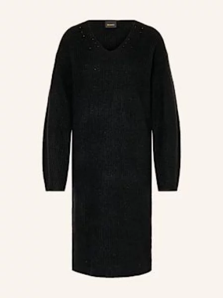 Boss Sukienka Dzianinowa Fusil Z Dodatkiem Alpaki schwarz czarna