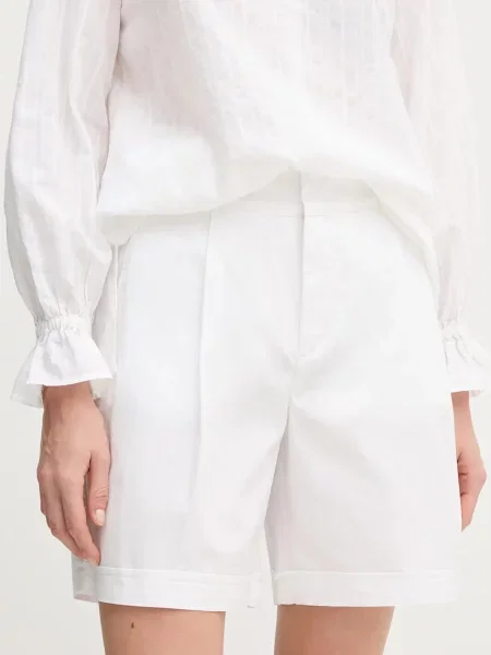 Marc Aurel pantaloni scurți uni high waist alb