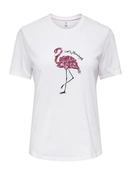 ONLY Tricou ONLKITA fucsia / negru alb