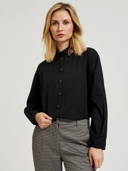 Dolgo srajca Marisse z dolgimi rokavi črna