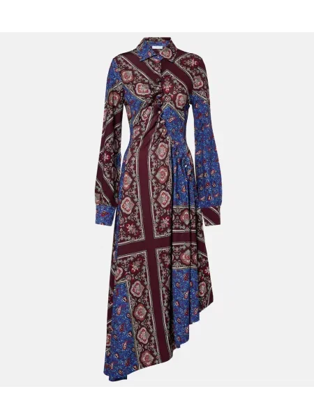 Midi obleka Rabanne s potiskom s paisley potiskom nad koleni bordo