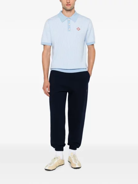 Tricou polo Casablanca din jacard albastru