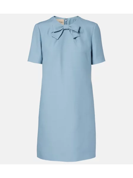 Sukienka Valentino z kokardką z krepy niebieska