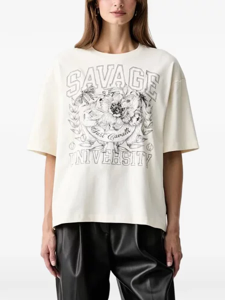 Tricou Just Cavalli cu imagine alb