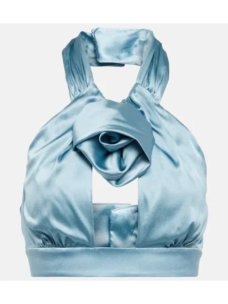 Cropp top Alessandra Rich din satin albastru