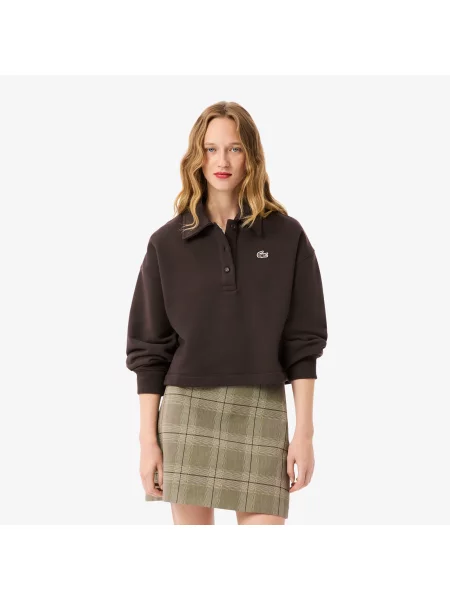 Lacoste Bluza O Luźnym Kroju Z Kołnierzykiem Polo brązowa
