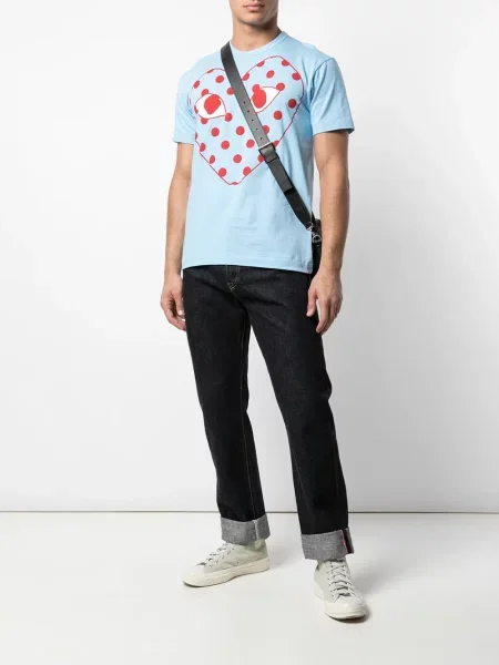 Raštuotas marškinėliai Comme Des Garçons Play mėlyna