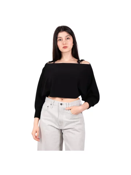 Top Roberto Collina z odkrytymi ramionami czarny