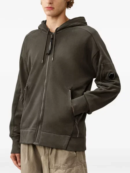 Hanorac cu glugă C.p. Company din fleece cu glugă verde