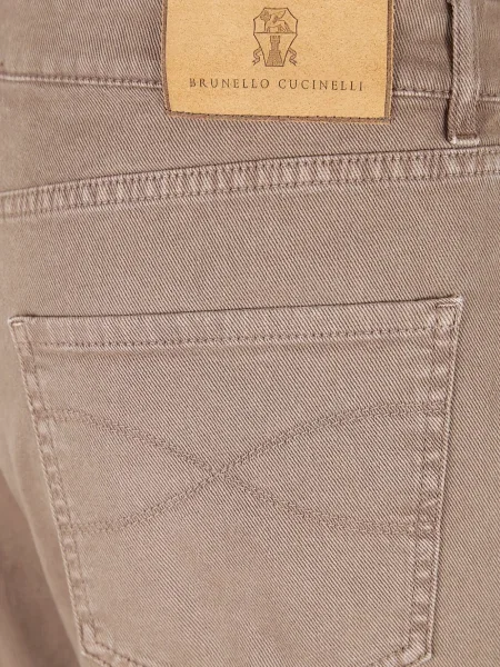 Blugi Brunello Cucinelli cu 5 buzunare maro