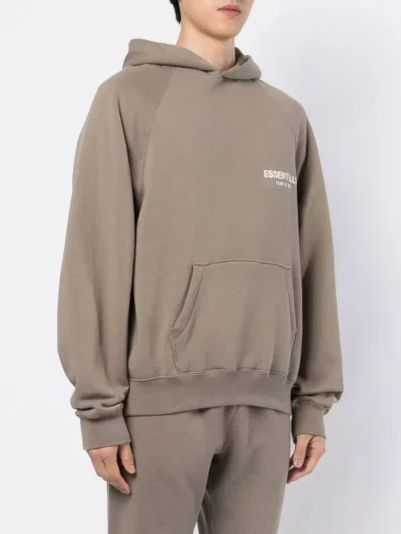 Дълго суичър с качулка Fear Of God Essentials с принт кафяво