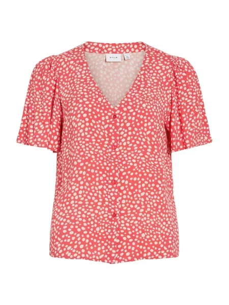 VILA Bluză VIGrace roșu pepene alb