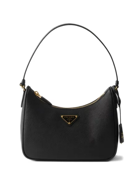 Δερμάτινη δερμάτινη τσάντα Prada μαύρο