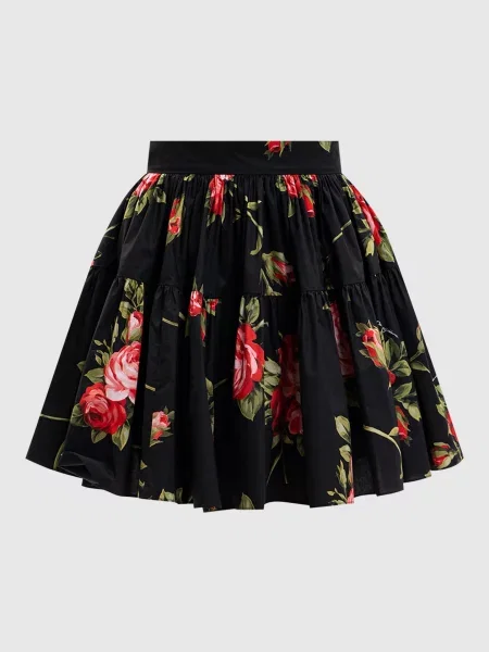 Юбка мини Dolce&gabbana в цветочек с принтом черная